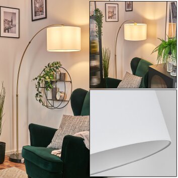 Soungou Lampa stojąca, Lampy łukowe Mosiądz, Czarny, 1-punktowy, Klosz z tkaniny