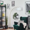 Bassagoda lampa stojąca, lampa podłogowa łukowa mosiądz, czarny, 1-punktowy, abażur z materiału