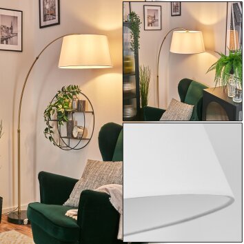 Bassagoda Lampa stojąca, Lampy łukowe Mosiądz, Czarny, 1-punktowy, Klosz z tkaniny