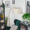 Bassagoda lampa stojąca, lampa podłogowa łukowa mosiądz, czarny, 1-punktowy, abażur materiałowy