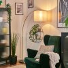 Bassagoda lampa stojąca, lampa podłogowa łukowa mosiądz, czarny, 1-punktowy, abażur materiałowy