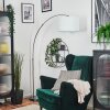 Soungou lampa stojąca, lampa podłogowa łukowa nikiel matowy, czarny, 1-punktowy, abażur materiałowy