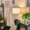 Soungou lampa stojąca, lampa podłogowa łukowa nikiel matowy, czarny, 1-punktowy, abażur materiałowy