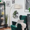 Bassagoda lampa stojąca, lampa podłogowa łukowa mosiądz, czarny, 1-punktowy, abażur z materiału