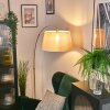 Bassagoda lampa stojąca, lampa podłogowa łukowa mosiądz, czarny, 1-punktowy, abażur z materiału