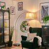 Bassagoda lampa stojąca, lampa podłogowa łukowa mosiądz, czarny, 1-punktowy, abażur z materiału