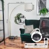 Bassagoda lampa stojąca, lampa podłogowa łukowa mosiądz, czarny, 1-punktowy, abażur materiałowy