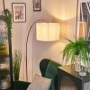 Soungou lampa stojąca, lampa podłogowa łukowa mosiądz, czarny, 1-punktowy, abażur z materiału