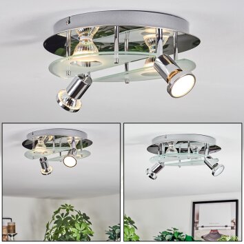 Mirando Lampa sufitowa, Spot sufitowy LED Chrom, Srebrny, Przezroczysty, 4-punktowe