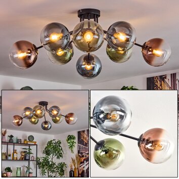 Gastor Lampa sufitowa, Kula świetlna 87 cm Niebeieski, Zielony, Przezroczysty, W kolorze miedzi, 8-punktowe