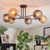 Koyoto Lampa sufitowa, Kula świetlna 78 cm W kolorze bursztynu, Przydymiony, 6-punktowe