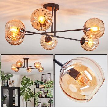 Koyoto Lampa sufitowa, Kula świetlna 78 cm W kolorze bursztynu, 6-punktowe