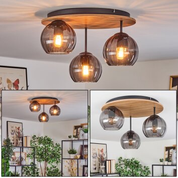 Koyoto Lampa sufitowa, Kula świetlna Ecru, Czarny, 3-punktowe Koyoto Lampa sufitowa, Kula świetlna Ecru, Czarny, 3-punktowe
