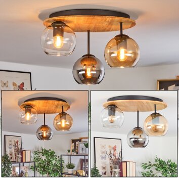 Koyoto lampa sufitowa, kula świetlna 40 cm kolory naturalne, czarny, 3-punktowe