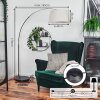 Bassagoda lampa stojąca, lampa podłogowa łukowa chrom, czarny, 1-punktowy, abażur materiałowy