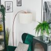 Bassagoda lampa stojąca, lampa podłogowa łukowa miedziany, czarny, 1-punktowy, abażur materiałowy