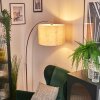 Bassagoda lampa stojąca, lampa podłogowa łukowa miedziany, czarny, 1-punktowy, abażur materiałowy