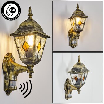 Naofe zewnętrzny kinkiet, kinkiet złoty, czarny, 1-punktowy, Czujnik ruchu