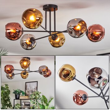 Ripoll lampa sufitowa, kula świetlna chrom, złoty, miedziany, przydymiony, 6-punktowe