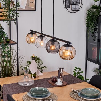 Koyoto Lampa wisząca, Kula świetlna, Lampa wisząca W kolorze bursztynu, Przezroczysty, Przydymiony, 4-punktowe