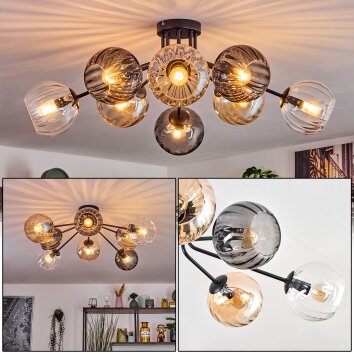 Koyoto Lampa sufitowa, Kula świetlna 85 cm W kolorze bursztynu, Przezroczysty, Przydymiony, 8-punktowe