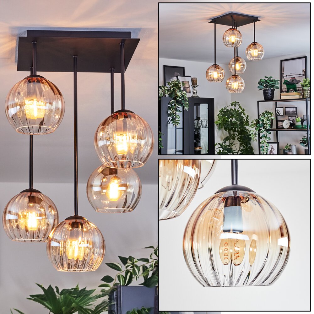 Koyoto Lampa sufitowa, Kula świetlna W kolorze bursztynu, Przezroczysty, 5-punktowe main product photo