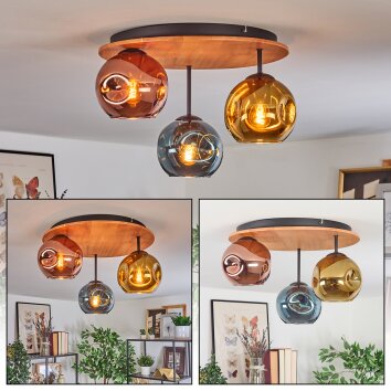 Ripoll Lampa sufitowa, Kula świetlna Ecru, Czarny, 3-punktowe