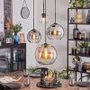 Koyoto lampa wisząca, kula świetlna, lampa wisząca kaskadowa bursztynowy, chrom, przezroczysty, przydymiony, 4-punktowe
