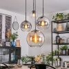 Koyoto lampa wisząca, kula świetlna, lampa wisząca kaskadowa bursztynowy, chrom, przezroczysty, przydymiony, 4-punktowe