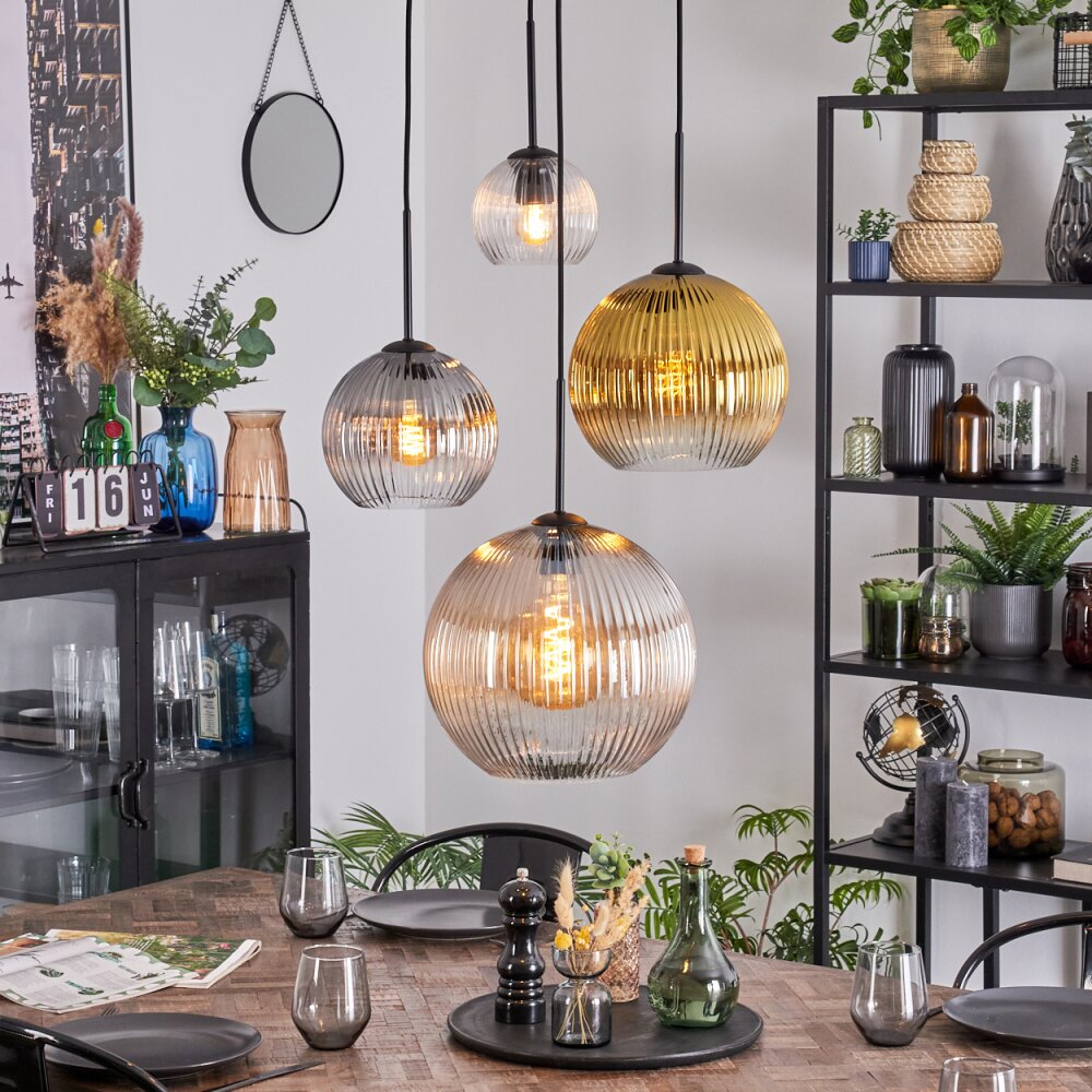 Koyoto Lampa wisząca, Kula świetlna, Lampa wiszącego klastra W kolorze bursztynu, Złoty, Przezroczysty, Przydymiony, 4-punktowe main product photo