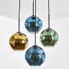 Ripoll lampa wisząca, kula świetlna, lampa wisząca kaskadowa niebeieski, złoty, zielony, 4-punktowe