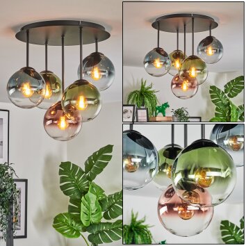 Gastor lampa sufitowa, kula świetlna 45 cm niebeieski, zielony, przezroczysty, miedziany, 5-punktowe