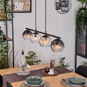 Koyoto Lampa wisząca, Kula świetlna, Lampa wisząca W kolorze bursztynu, Przezroczysty, Przydymiony, 4-punktowe