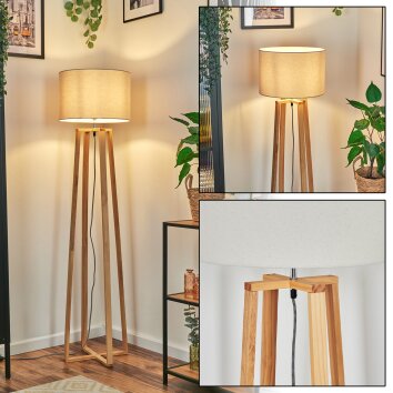 Soungou lampa stojąca chrom, kolory naturalne, 1-punktowy