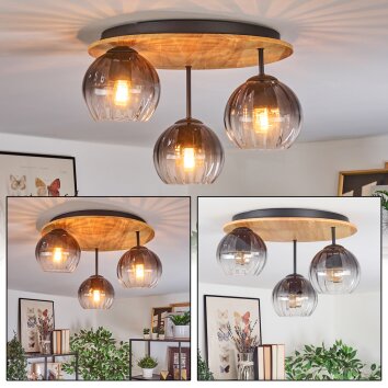 Koyoto lampa sufitowa, kula świetlna 40 cm kolory naturalne, czarny, 3-punktowe