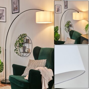 Bassagoda Lampa stojąca, Lampy łukowe Czarny, 1-punktowy, Klosz z tkaniny
