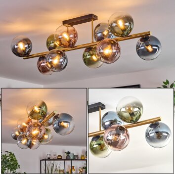 Gastor lampa sufitowa, kula świetlna złoty, czarny, 10-punktowe