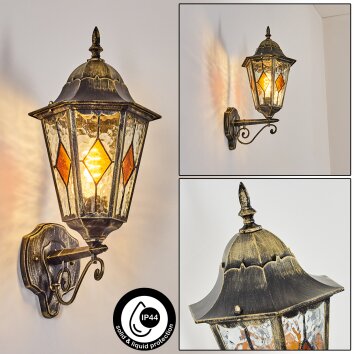 Hongkong zewnętrzny kinkiet, kinkiet złoty, czarny, 1-punktowy