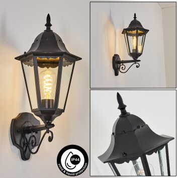 Hongkong zewnętrzny kinkiet, kinkiet czarny, 1-punktowy