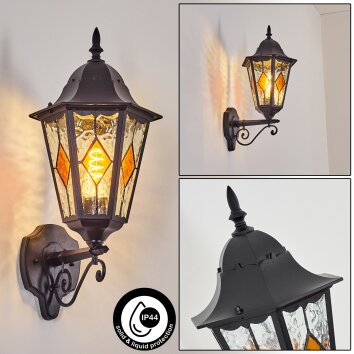 Hongkong Zewnętrzny kinkiet, Lampa ścienna Czarny, 1-punktowy Hongkong Zewnętrzny kinkiet, Lampa ścienna Czarny, 1-punktowy