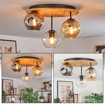 Ripoll lampa sufitowa, kula świetlna kolory naturalne, czarny, 3-punktowe