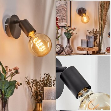 Geira Spot sufitowy, Lampa ścienna, Spot ścienny Czarny, 1-punktowy