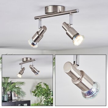 Firan Lampa sufitowa, Spot sufitowy LED Nikiel matowy, 2-punktowe