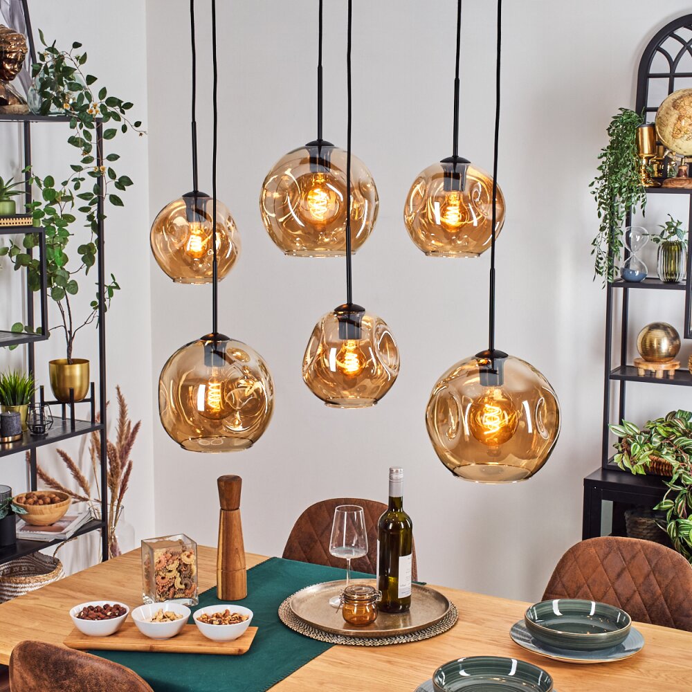 Ripoll Lampa wisząca, Kula świetlna, Lampa wisząca W kolorze bursztynu, 6-punktowe main product photo