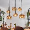 Ripoll lampa wisząca, kula świetlna, lampa wisząca bursztynowy, przezroczysty, 6-punktowe
