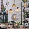 Koyoto lampa wisząca, kula świetlna, lampa wisząca kaskadowa bursztynowy, złoty, przezroczysty, przydymiony, 4-punktowe