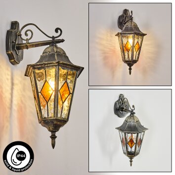 Hongkong Zewnętrzny kinkiet, Lampa ścienna Złoty, Czarny, 1-punktowy Hongkong Zewnętrzny kinkiet, Lampa ścienna Złoty, Czarny, 1-punktowy