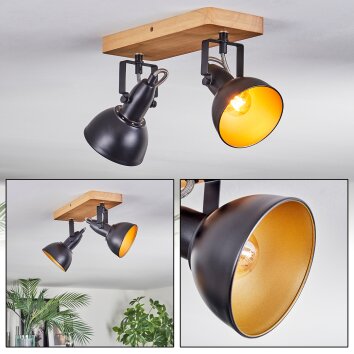 Hagan lampa sufitowa, spot sufitowy chrom, kolory naturalne, czarny, 2-punktowe