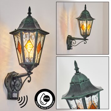 Hongkong zewnętrzny kinkiet, kinkiet zielony, czarny, 1-punktowy, Czujnik ruchu