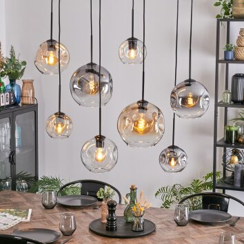 Ripoll lampa wisząca, kula świetlna, lampa wisząca bursztynowy, przezroczysty, przydymiony, 8-punktowe
